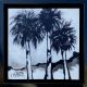 Black and white abstract painting of Florida palm trees Lynne Mitchell
